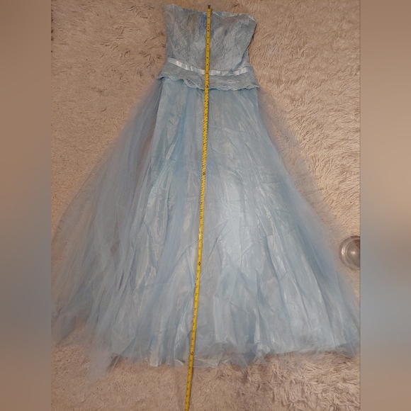 NWT Baby Blue Strapless Tulle Princess Ball Gown Wedding Prom Gala Opera - Picture 3 of 11